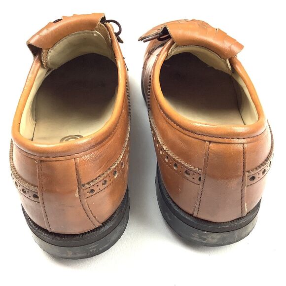 Vintage Etonic Men Golf Shoes 8 D Brown Tan Leather Oxford Brogue Metal Spikes main image 11